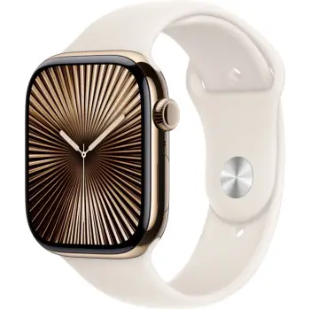 Smartwatch Apple Watch Series 10 GPS + Cellular 46mm, kasë titanium ari, rrip sport bezhë S/M