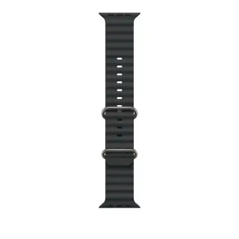 Apple Watch 49mm Band, Black Ocean Band, Natural Titanium Finish
