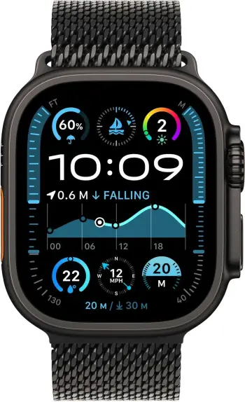 Apple Watch 49mm Milanese Loop, Black Titanium Milanese Loop, S