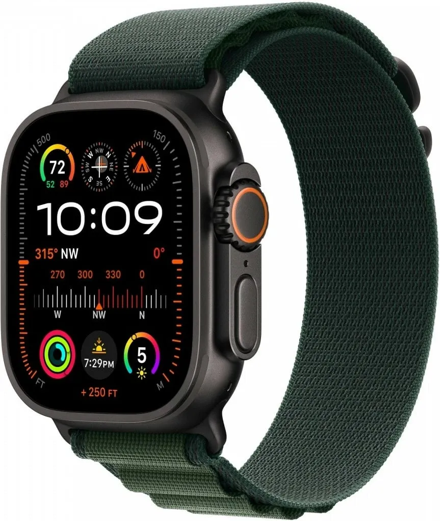 Apple Watch 49mm Loop, Dark Green Alpine Loop, Black Titanium Finish, S - 2