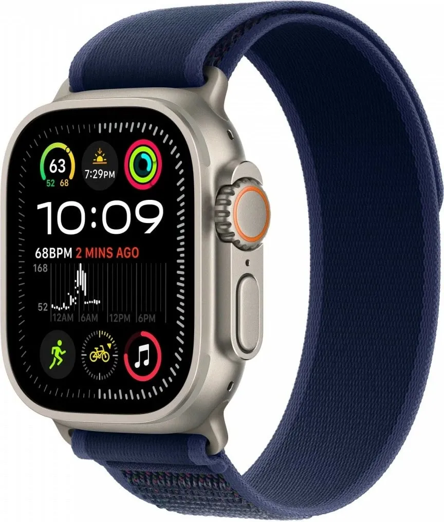 Apple Watch 49mm Loop, Blue/Bright Blue Trail Loop, S/M, Natural Titanium Finish - 2
