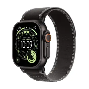 Apple Watch Ultra 3 Cellular 49mm Black Titanium Case with Black/Charcoal Trail Loop, M/L