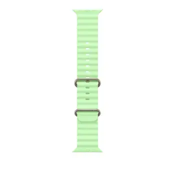 Apple Watch 49mm Band, Neon Green Ocean Band, Natural Titanium Finish