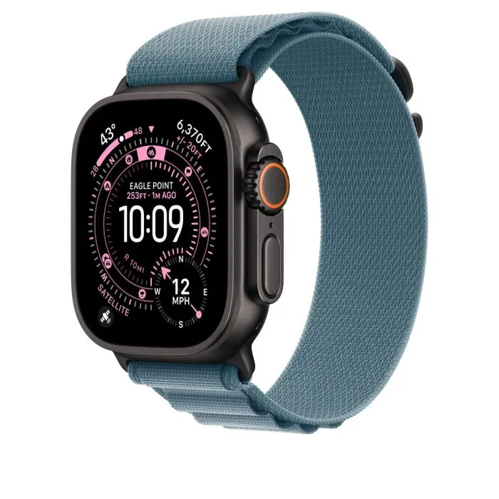 Apple Watch 49mm Loop, Light Blue Alpine Loop, Small, Black Titanium Finish - 2