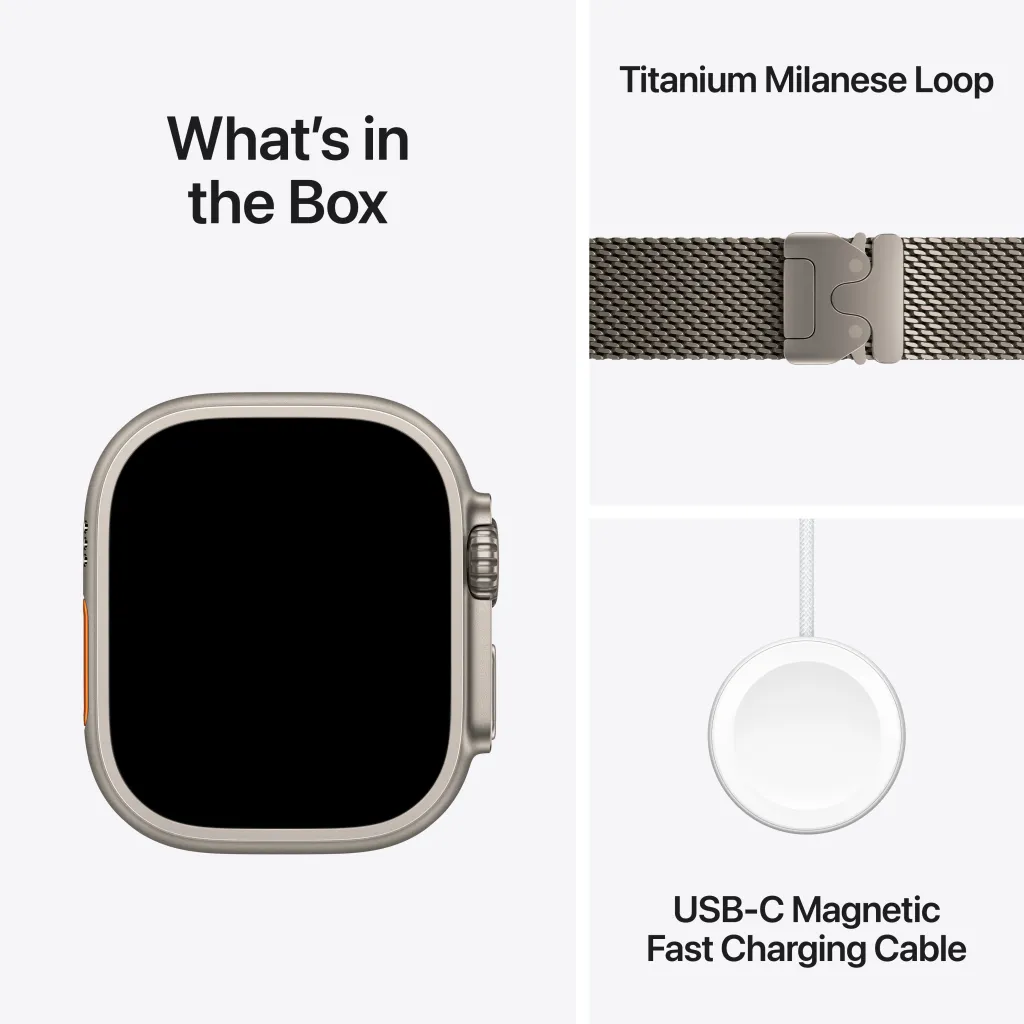 Apple Watch Ultra 3 Cellular 49mm Natural Titanium Case with Natural Titanium Milanese Loop, Small - 7