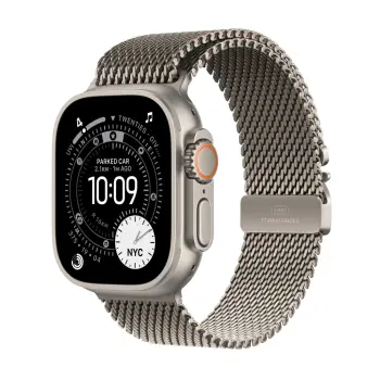 Apple Watch Ultra 3 Cellular 49mm Natural Titanium Case with Natural Titanium Milanese Loop, Small