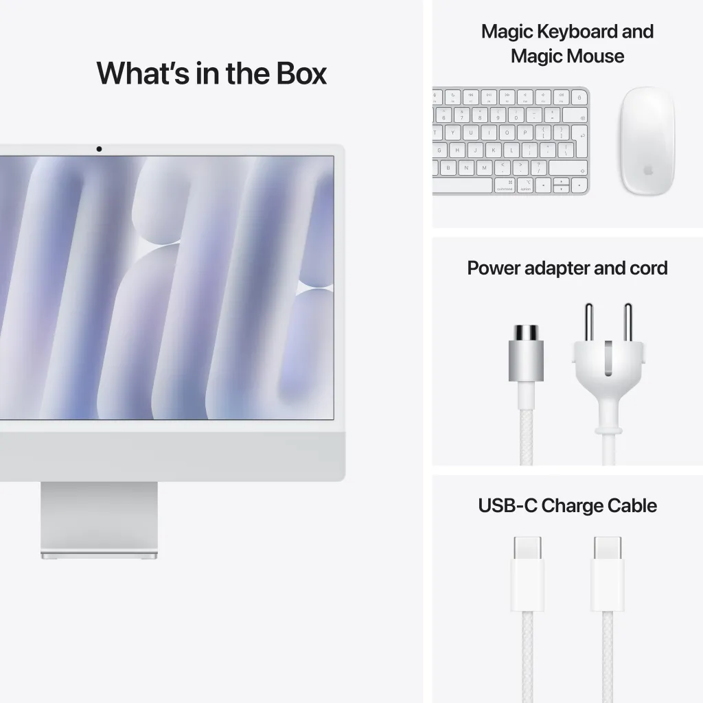 Apple iMac 24", M4 8‑core, 16GB, 256GB SSD, 8‑core GPU, Silver - 9