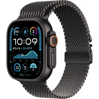 Smartwatch Apple Watch Ultra 2 GPS + Cellular 49mm, Kasë Titanium e Zezë, Rrip Milanese e Zezë