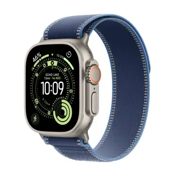 Apple Watch Ultra 3 Cellular 49mm Natural Titanium Case with Blue/Bright Blue Trail Loop, M/L