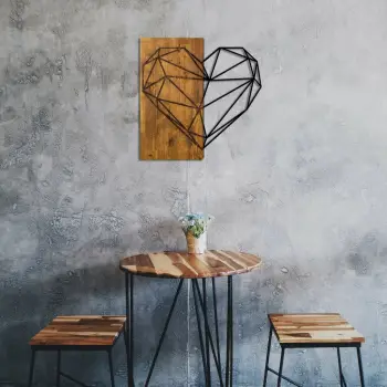 Aksesor dekorativ muri prej druri, Wallity, MA-284, ngjyrë arre dhe e zezë, 58x58cm