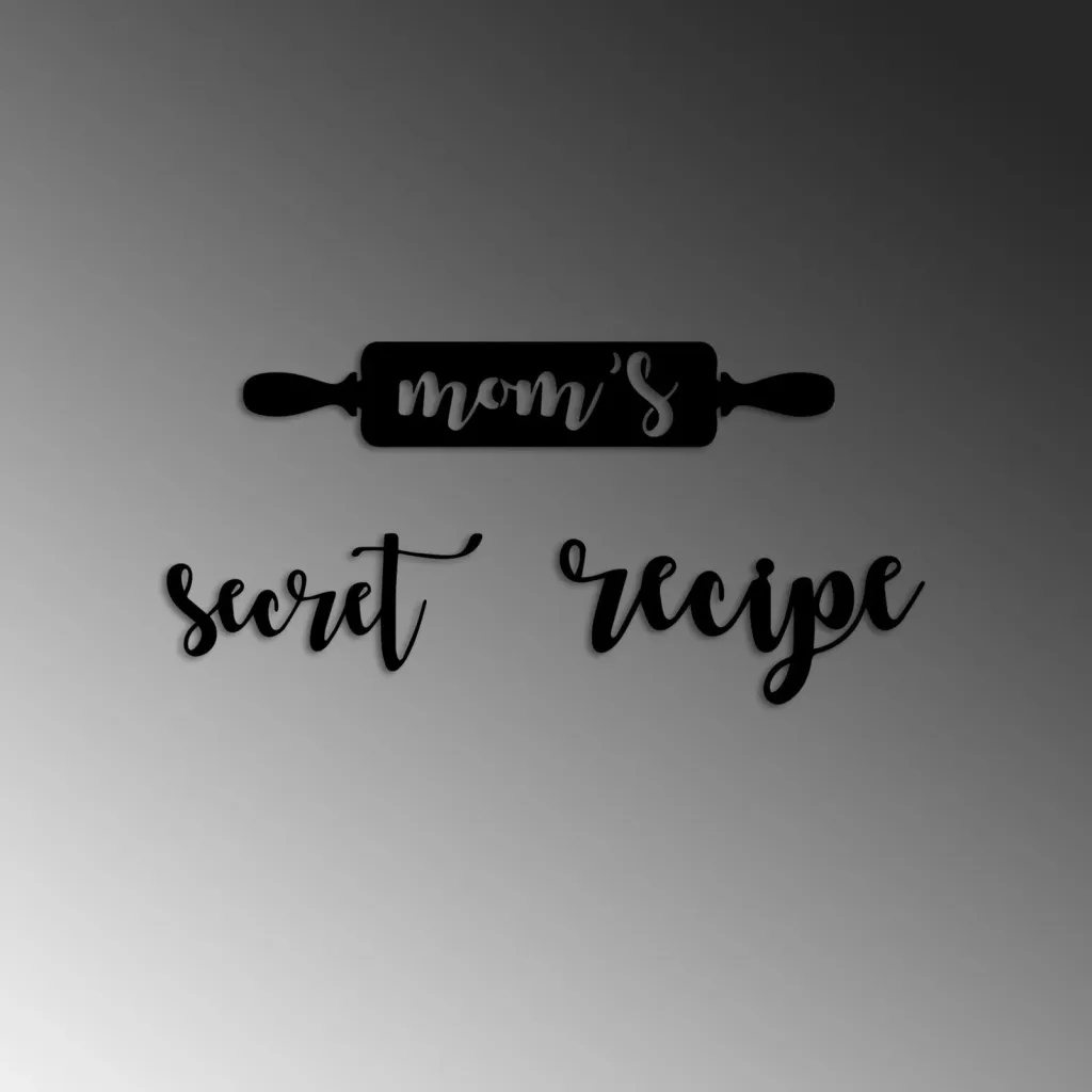 Aksesor dekorativ metalik për mur, receta sekrete e nanës, 3 copë - 5