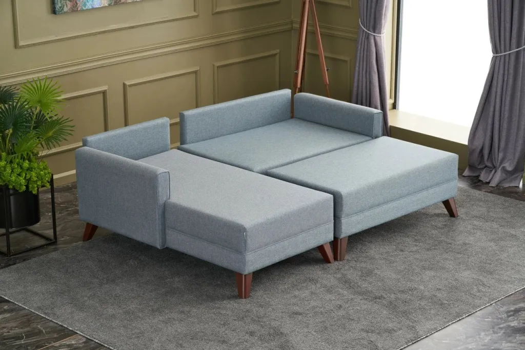 Kënd-sofë krevati Bella Soft Mini, kënd i djathtë, ngjyrë kaltër - 5
