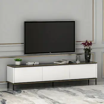 Komodinë për TV Bianco, bardhë, artë