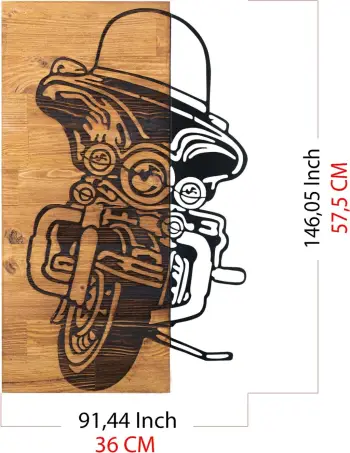 Aksesor dekorativ për mur, dru dhe metal, Wallity Chopper 1, ngjyrë e zezë dhe arre, 36x57.5cm
