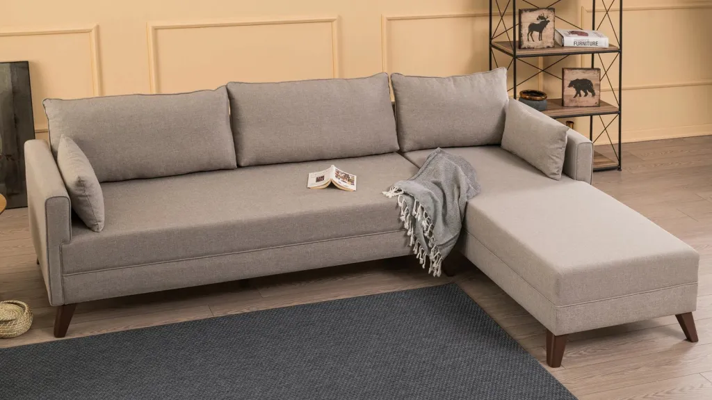 Këndsofa Bella, kënd i djathtë, ngjyrë krem - 3