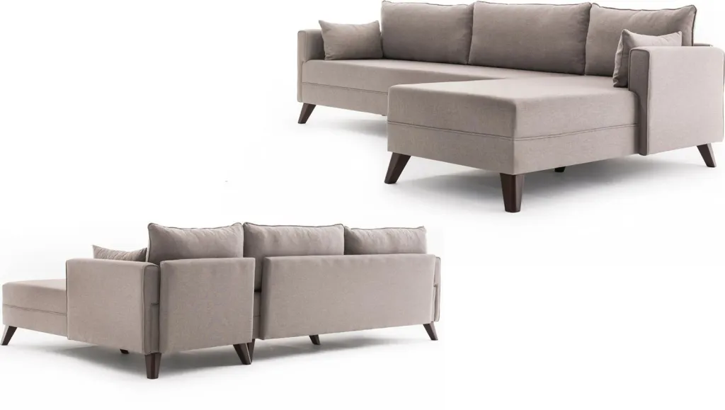 Këndsofa Bella, kënd i djathtë, ngjyrë krem - 7