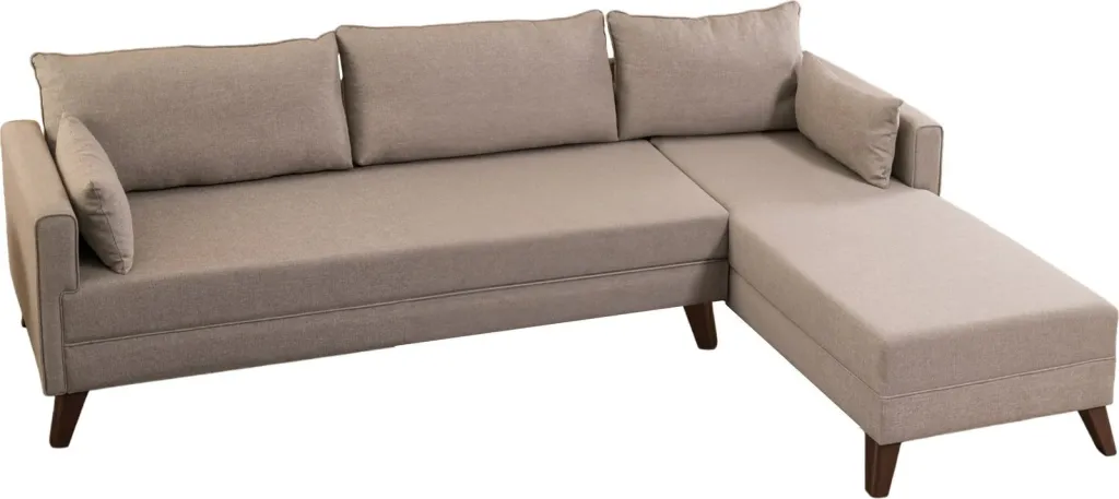 Këndsofa Bella, kënd i djathtë, ngjyrë krem - 10