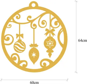 Aksesore dekorativ metalik për mur, ngjyrë ari, Wallity XMASGOLD - 028, 60x64cm