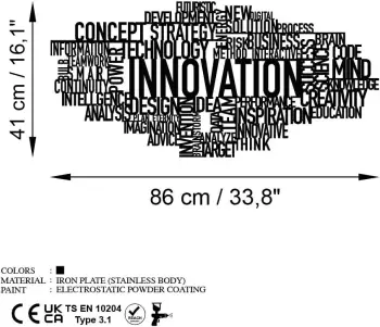 Aksesor dekorativ metalik për mur, Wallity Innovation, ngjyrë e zezë, 86x41cm