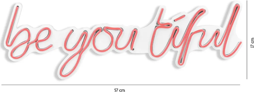 Dritë dekorative LED në mur, 'be you tiful', plastikë, ngjyrë rozë - 1
