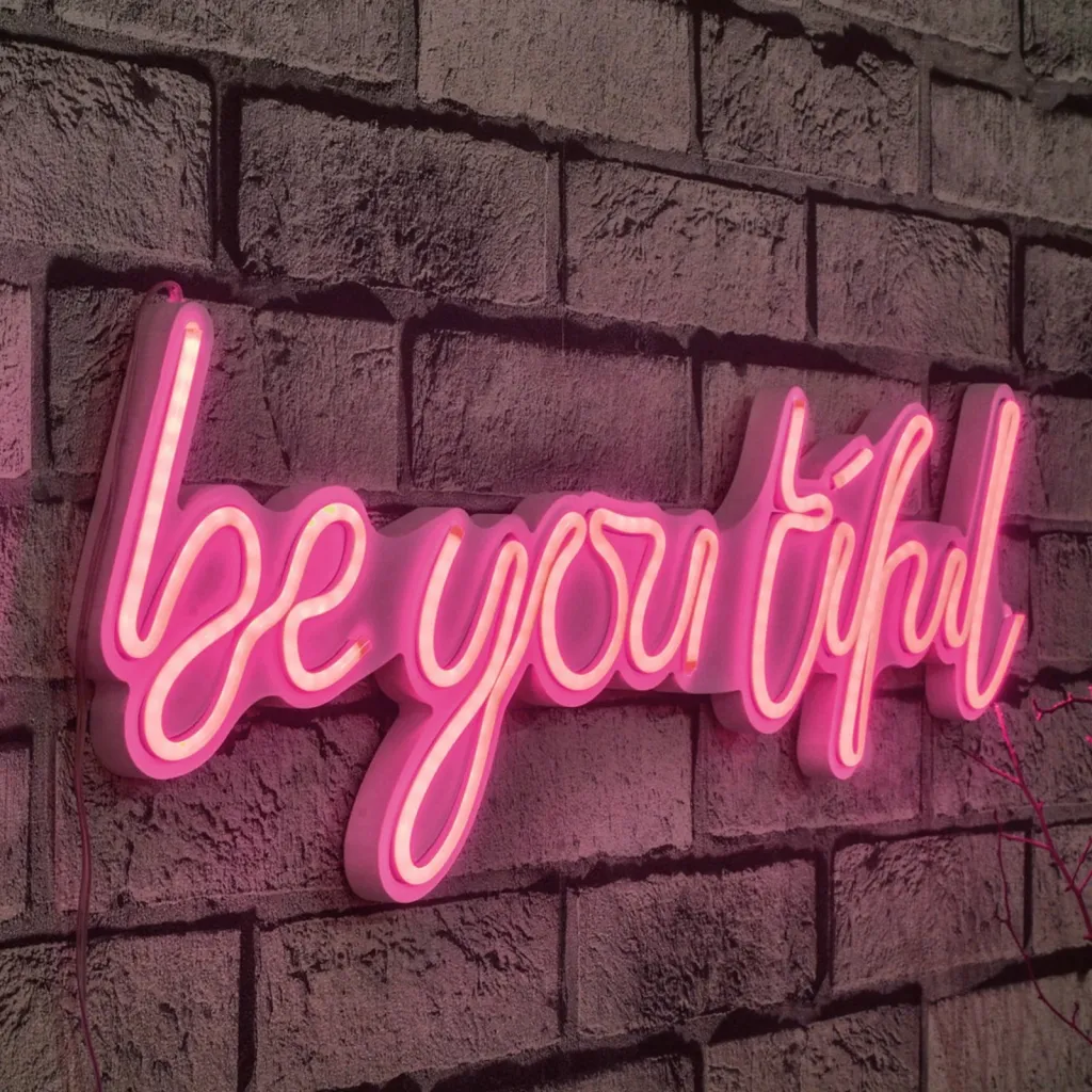 Dritë dekorative LED në mur, 'be you tiful', plastikë, ngjyrë rozë - 2
