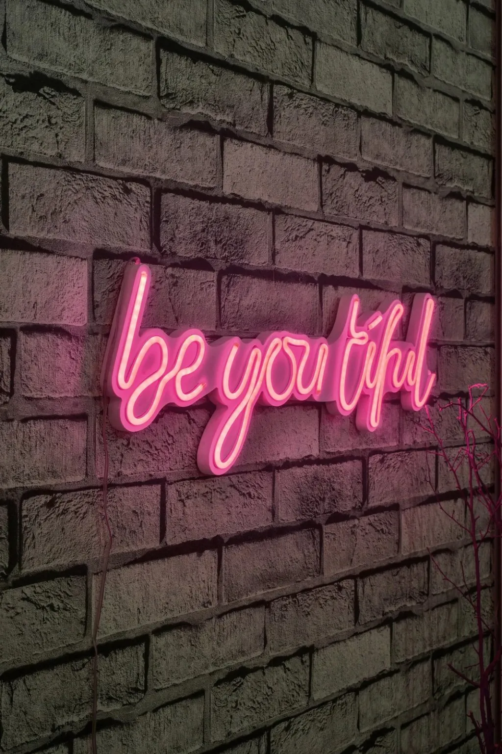Dritë dekorative LED në mur, 'be you tiful', plastikë, ngjyrë rozë - 3