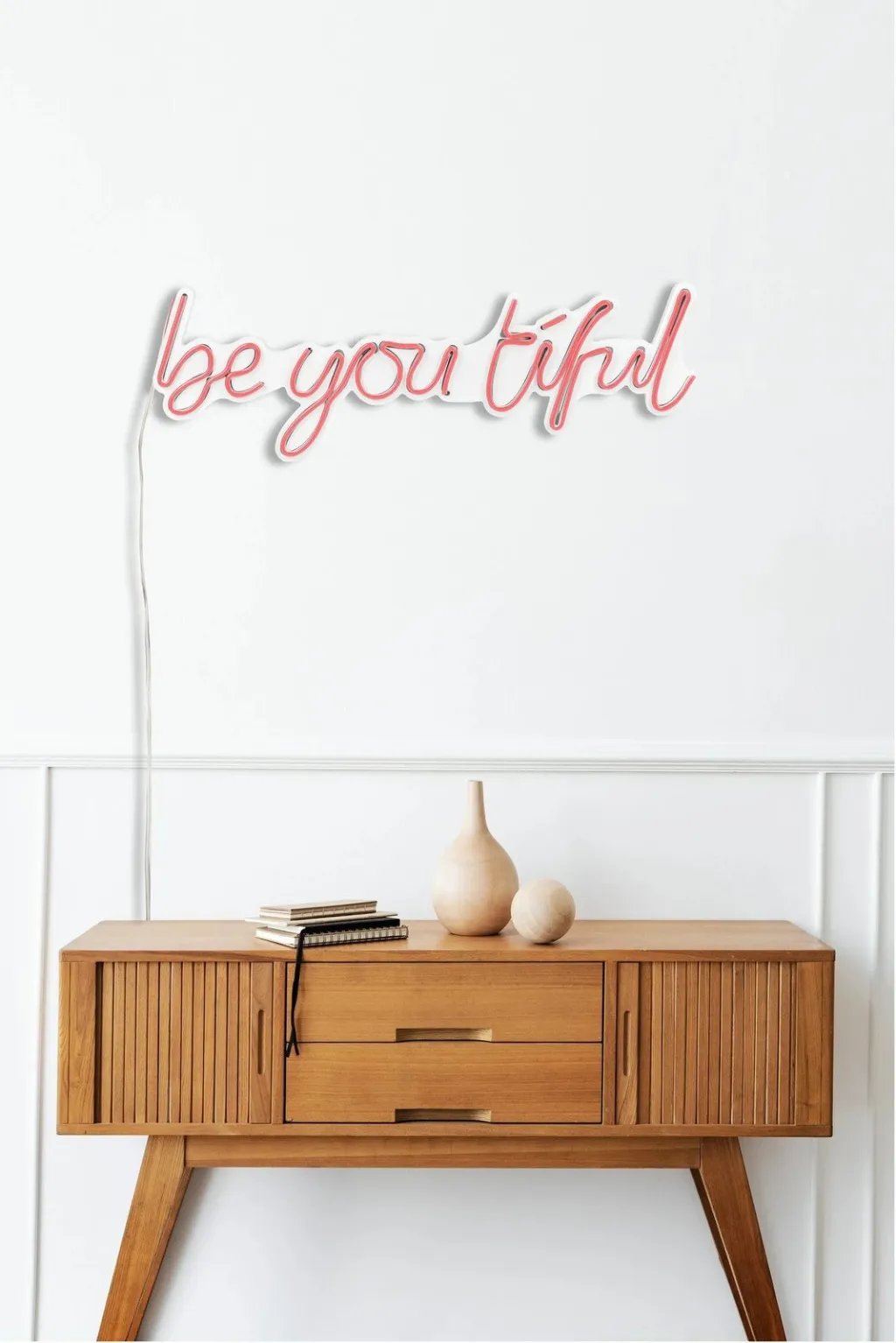 Dritë dekorative LED në mur, 'be you tiful', plastikë, ngjyrë rozë - 6