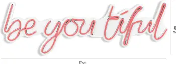 Dritë dekorative LED në mur, 'be you tiful', plastikë, ngjyrë rozë