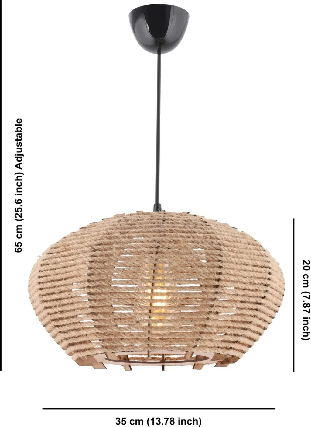 Llambë tavani Opviq, jute, formë elipsë, ngjyrë krem - 5
