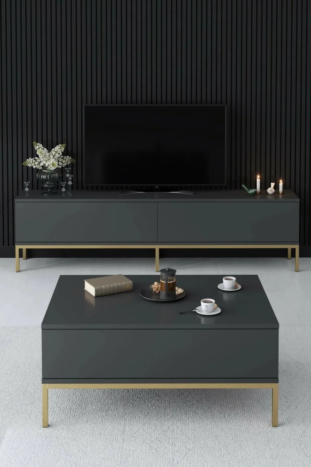Komodë TV Hanah Home, Lord, antracit, argjend - 4