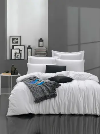 Set mbulesë për jorgan dopio, L'essentiel Ligya, ranforce, e bardhë/blu