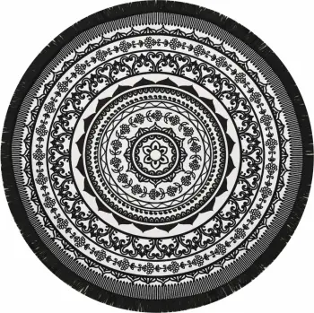 Peshqir plazhi Mijölnir, mandala e zezë, 150x150cm