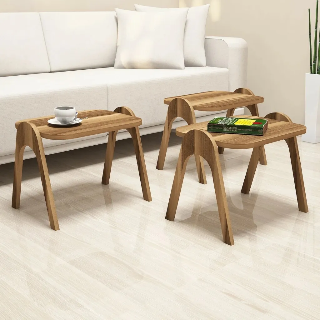 Set tavolinash të mbivendosura Hanah Home, Levada, ngjyrë arre, 3 copë - 2