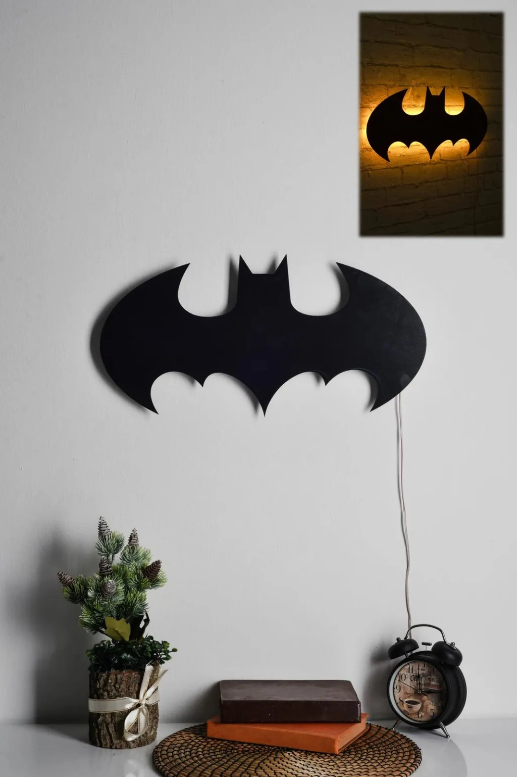Dritë dekorative LED Batman, ngjyrë e verdhë, 50x25cm - 2