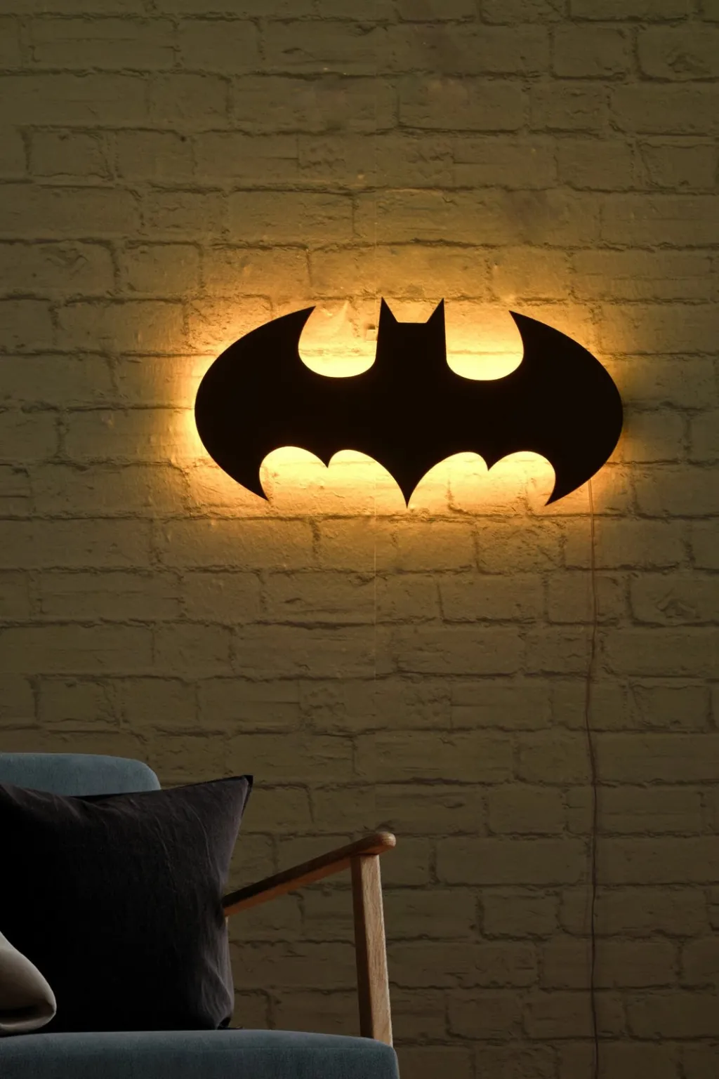 Dritë dekorative LED Batman, ngjyrë e verdhë, 50x25cm - 4
