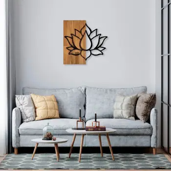 Aksesor dekorativ për mur, dru dhe metal, Wallity MA-285, ngjyrë arre/zezë, 58x60cm