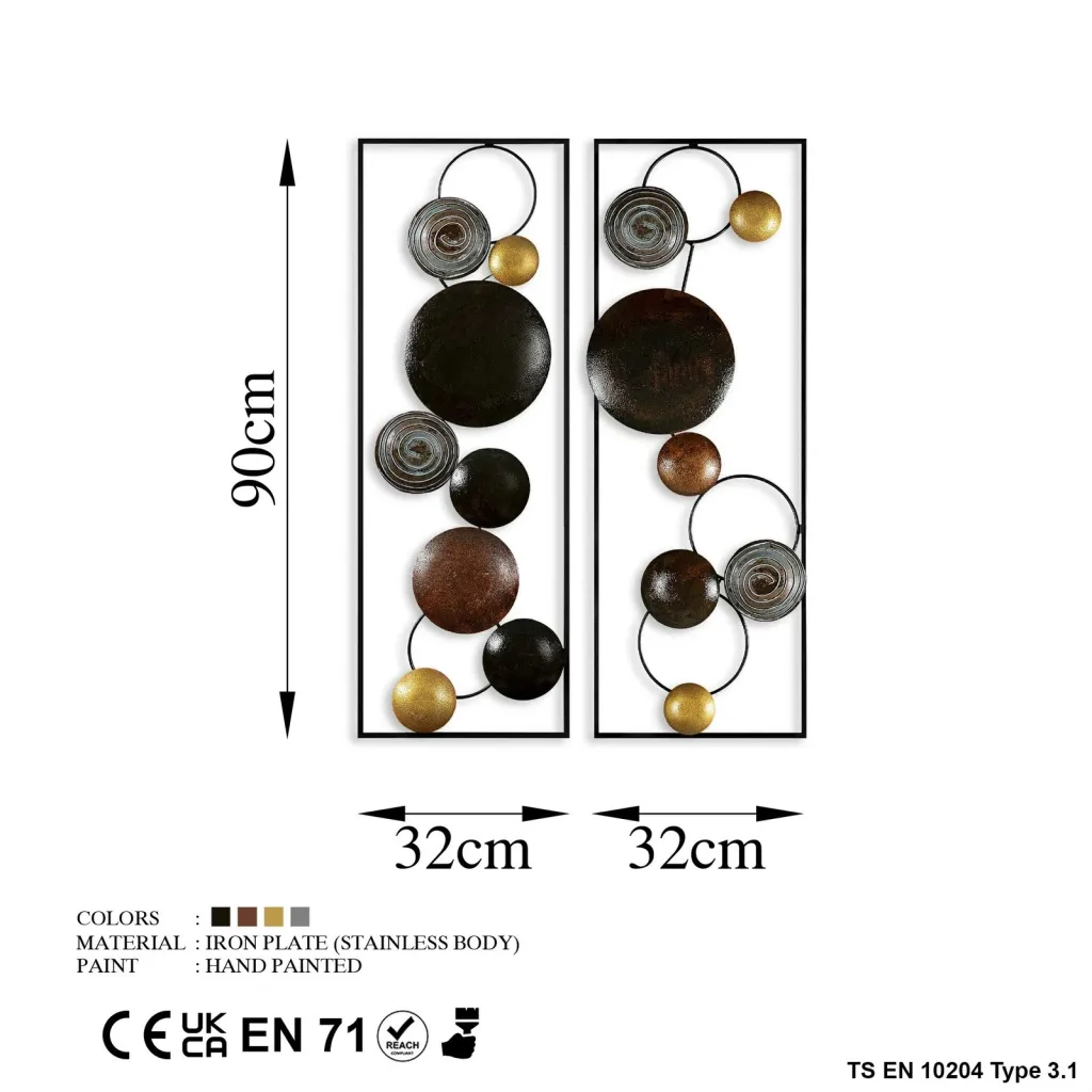 Aksesor dekorativ metalik për mur, Wallity, Duar (2 copë) - 7