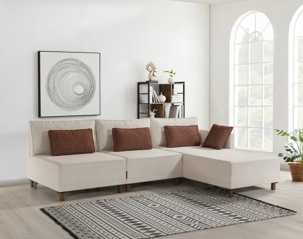Kënd divan-krevat Atelier del Sofa, kënd i djathtë, bezhë - 1