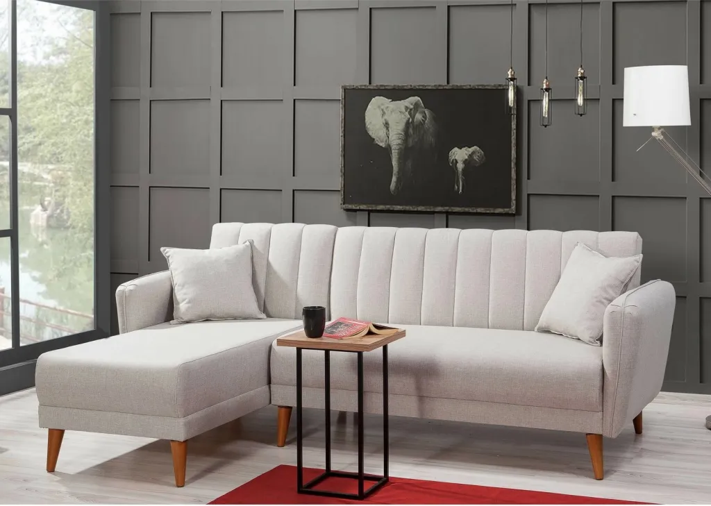 Kënd-sofë krevati Atelier del Sofa, Aydam majtas, krem - 1