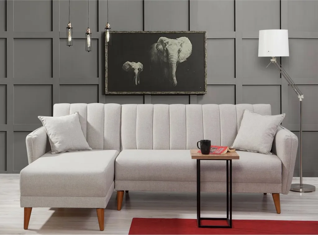 Kënd-sofë krevati Atelier del Sofa, Aydam majtas, krem - 2