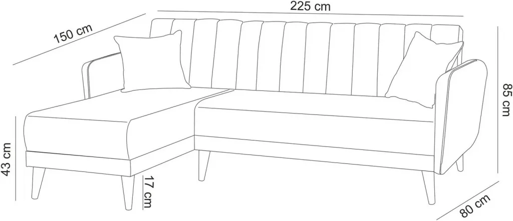 Kënd-sofë krevati Atelier del Sofa, Aydam majtas, krem - 8
