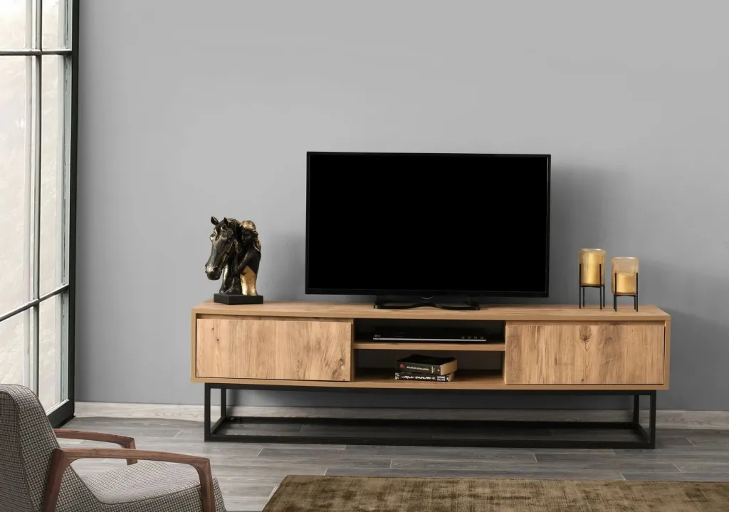 Komodë TV Hanah Home, Ovit, ngjyrë pishe dhe e zezë - 2
