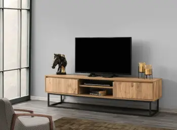 Komodë TV Hanah Home, Ovit, ngjyrë pishe dhe e zezë
