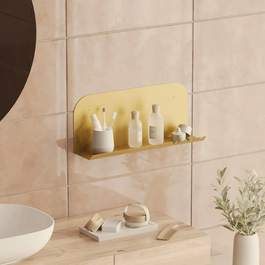 Raft muri metalik, ngjyrë ari, Hanah Home, Long Pouch - 3