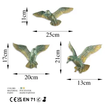 Objekt dekorativ Aberto Design, BIRDS 1, shumëngjyrësh, set prej 3 copash