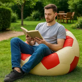 Qese ulëse Atelier del Sofa, futboll i madh, e kuqe dhe e bardhë