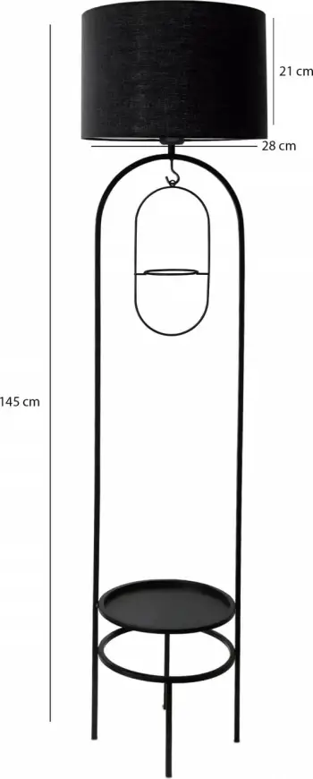 Llambë dyshemeje Opviq, AYD-3683, ngjyrë e zezë, trup metalik, 145 cm