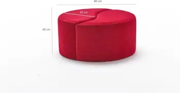 Puf i kuq prej kadifeje, Atelier del Sofa, Alis Puf, 80x40x80cm