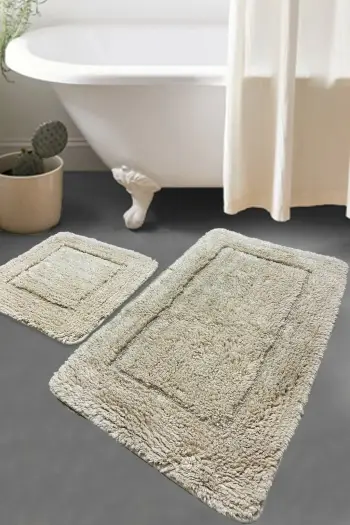Set tapetash për banjo, pambuk, ngjyrë mustard, Mijölnir, 2 copë, 50x60cm & 60x100cm