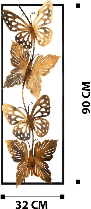 Aksesor muri dekorativ prej metali, flutura, shumëngjyrëshe, Wallity, 90x32cm